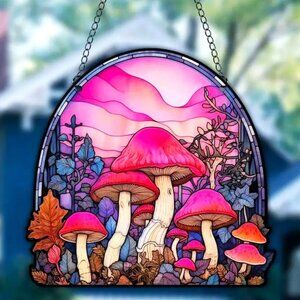 Mushroom Suncatcher VInes Garden Trippy Hanging Colorful In/Outdoor Wonerland